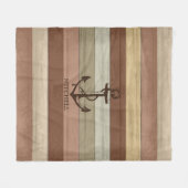 素朴アースン航海のウッド⚓ストライプいかり フリースブランケット (正面(横))