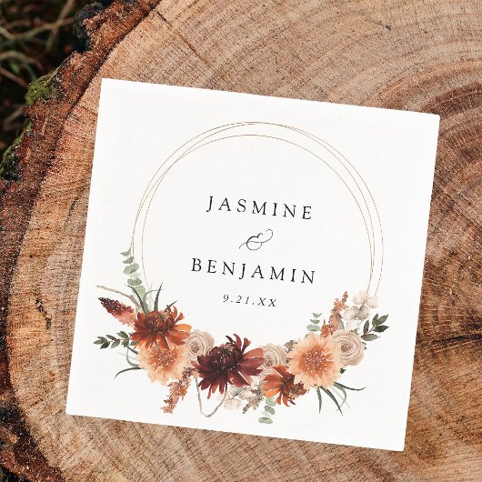 素朴アース&シャンパン花模様名 スタンダードカクテルナプキン