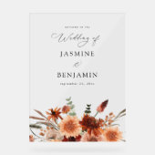 素朴アース&シャンパン花模様結婚ズへようこそ アクリルサイン (正面)