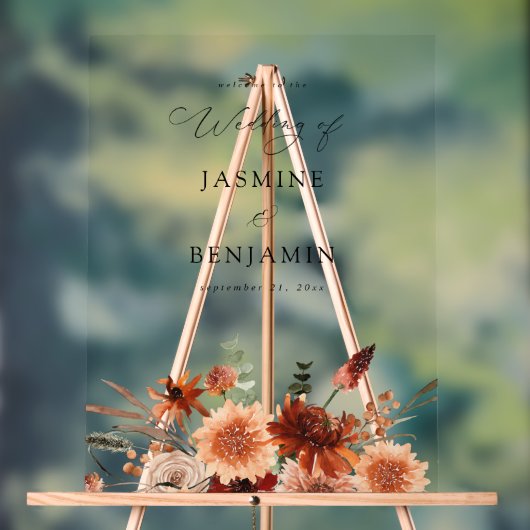 素朴アース&シャンパン花模様結婚ズへようこそ アクリルサイン (ニュートラル)