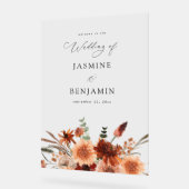 素朴アース&シャンパン花模様結婚ズへようこそ アクリルサイン (傾斜)