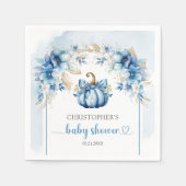 素朴アーチほこりっぽい青と金ゴールドカボチャフローラ少年 スタンダードカクテルナプキン (正面)