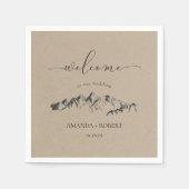 素朴アート山結婚パーソナライズされた スタンダードカクテルナプキン (正面)