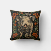 素朴アールヌーボーファームハウスピグフローラアクセント クッション (正面)