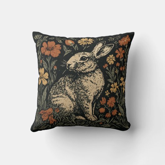 素朴アールヌーボー美学フローラウサギ クッション (裏面)