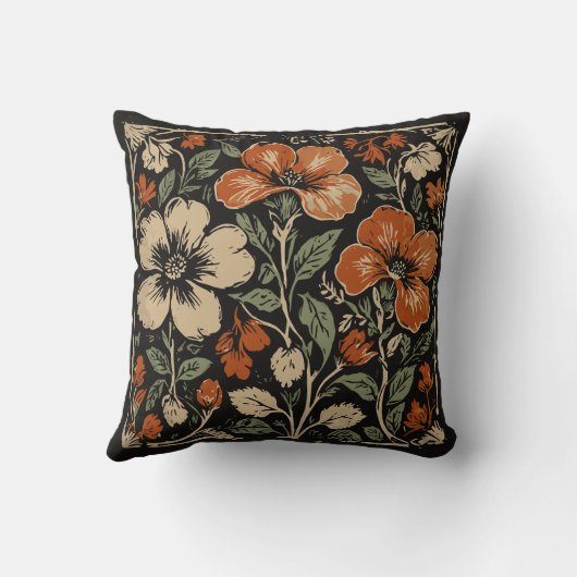 素朴アールヌーボー美学フローラ植物学 クッション (裏面)