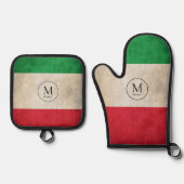 素朴イタリアン旗 鍋つかみ&鍋敷きセット (正面)