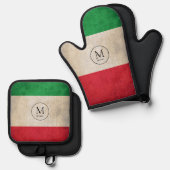 素朴イタリアン旗 鍋つかみ&鍋敷きセット (正面/裏面)