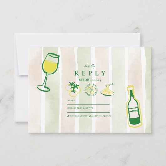 素朴イタリアン結婚水の色 出欠カード (正面)