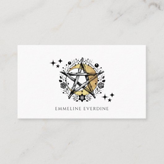 素朴ウィッカ信者異教の星形五角形ムーンコールカード コーリングカード (正面)