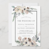 素朴ウィンターパインフローラブラックフレ結婚ーム 招待状 (正面)