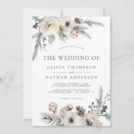 素朴ウィンターパイン植物学結婚フローラ 招待状