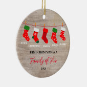 素朴ウィンターファミリーオブファイブソックスオーナメント セラミックオーナメント (右)