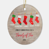 素朴ウィンターファミリーオブファイブソックスオーナメント セラミックオーナメント (左)