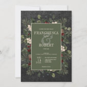 素朴ウィンターベリー&パインブラック結婚ズ 招待状 (正面)