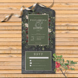 素朴ウィンターベリー&パインブラックNo Dinner オールインワン招待状<br><div class="desc">QRコードまたはディナー選択オプションの有無にかかわらず利用可能。季節の美しいを満たす永遠のエレガンス、私たちの魅惑的な冬の結婚式の招待を紹介。柔らかい白いアクセント動揺してを巧みに持つ木炭の黒い背景は、あなたの特別な日のための魅惑的なトーンを設定する。ダークセージの緑の文字領域では、結婚洗練のtouchを追加する繊細なクリームフレームに囲まれて、あなたの詳細が輝く。豊かな赤い果実で飾られたヒイラギ、繊細な白い果実でミスタントウ、そして永遠の緑の松の魅力を備えた、豊かな緑のフレームで冬の精神を受け入れる。この冬のワンダーランドインスパイアデザインは季節の本質を捉え、自然の恵みとフェスティバルの魅力を醸し出す環境で祝、あなたの愛を招待状する。この招待で、あなたは愛と喜びに満ちたお祝いのためのステージを設定する必要がある。冬の魔法を受け入れ結婚て、今シーズンがもたらす美しいを反映させる。Simple Farmhouse Pressによって作成。</div>