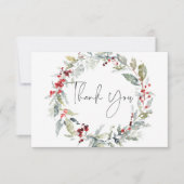 素朴ウィンターホリーベリー&スノー結婚ズ サンキューカード (正面)