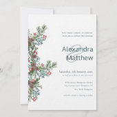 素朴ウィンターホリー結婚ベリー 招待状 (正面)