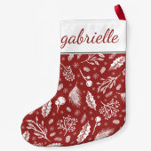 素朴ウィンターボタニカルネームホリデー スモールクリスマスストッキング (裏面)