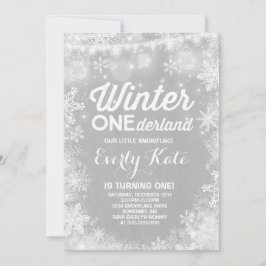 素朴ウィンターワンダーランド誕生日招待状ホワイト 招待状