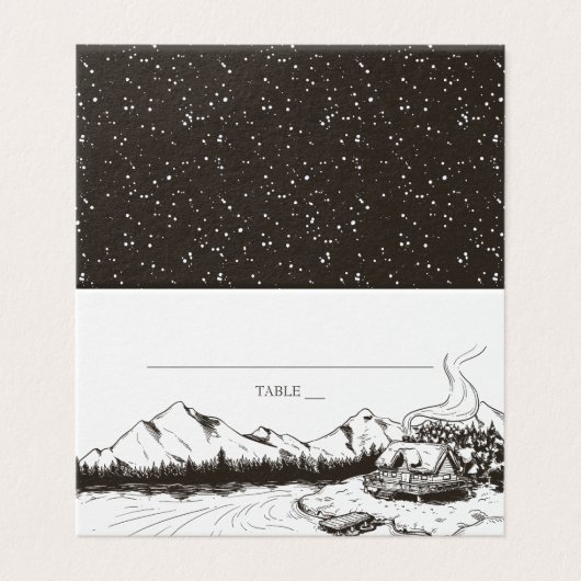 素朴ウィンター結婚マウンテン座席表 名刺 (外部フラット)