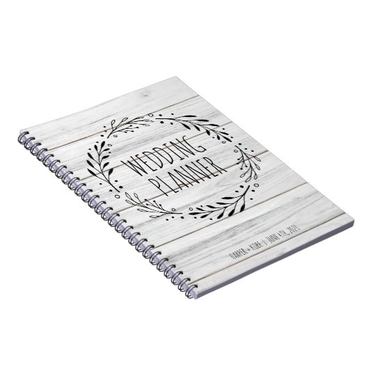 素朴ウェディングプランナー木材とリース ノートブック (右側)