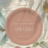 素朴ウェルカムメッセージスクリプ結婚トTerracotta ペーパープレート