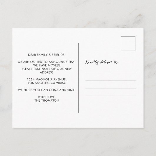 素朴ウォーターカラーハウスホーム引っ越しました 案内ポストカード (裏面)