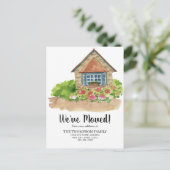 素朴ウォーターカラーハウスホーム引っ越しました 案内ポストカード (スタンド正面)