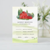 素朴ウォーターカラーレッドバーンルーラルファームズ結婚ズ 出欠カード (スタンド正面)