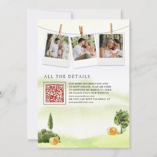 素朴ウォーターカラーレッドバーンルーラルファームズ結婚ズ 招待状 (裏面)