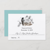 素朴ウグイスの愛結婚の鳥の座席表 招待状 (正面/裏面)