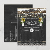 素朴ウスシューズ&フラワーウェディングRSVPカード インビテーションポストカード (正面/裏面)