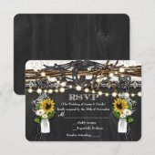 素朴ウスシューズ&フラワーズカントリーウェディングRSVP 出欠カード (正面/裏面)