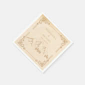素朴ウッズマウンテン結婚スケッチ スタンダードカクテルナプキン (角)