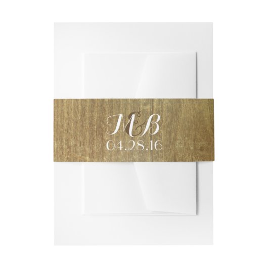 素朴ウッドバ結婚ンズベリーバンド 招待状ベリーバンド (正面例)