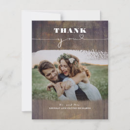 素朴ウッドフォトオーバーレイ結婚の感謝 サンキューカード