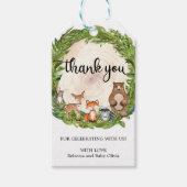 素朴ウッドランド動物木製スライス感謝していユーラベル ギフトタグ (正面)