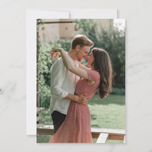 素朴ウッド書デニ救ムの写真結婚の日付 招待状 (裏面)