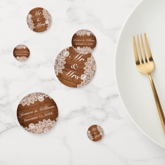 素朴ウッド&ホワイトレース結婚ズ コンフェッティ (グループ)