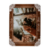 素朴ウッド&ホワイトレース結婚ズ マグネット (縦)