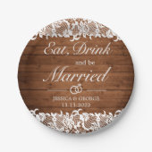 素朴ウッド&ホワ食べイ結婚したスドリンク結婚ズ ペーパープレート (正面)
