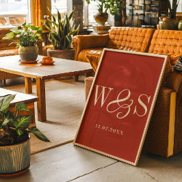 素朴エレガントなカップルイニシャル結婚の ポスター