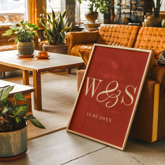 素朴エレガントなカップルイニシャル結婚の ポスター