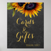 素朴エレガントなヒマワリ結婚カード ポスター (正面)