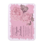 素朴エレガントなピンクのバラのフローラ結婚の マグネット (縦)