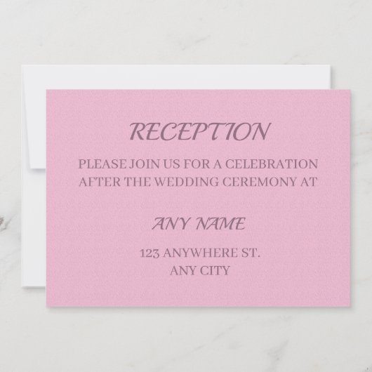 素朴エレガントなピンクのバラのフローラ結婚の 招待状 (裏面)