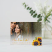 素朴エレガントな救ひまわり結婚写真の日付 案内ポストカード (スタンド正面)