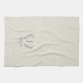 素朴エレガントな植物月桂樹モノグラム名 キッチンタオル (横)