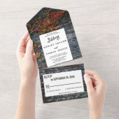 素朴エレガントな植物秋バラ結婚フローラ オールインワン招待状 (貼ってはがせる)